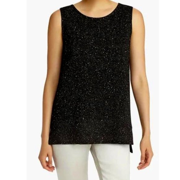 Lafayette148 New York Sleeveless, Black Metallic Tunic , Size Medium - Picture 1 of 3